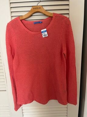 J. McLaughlin Coral cotton Knit Crewneck Sweater- NWT M
